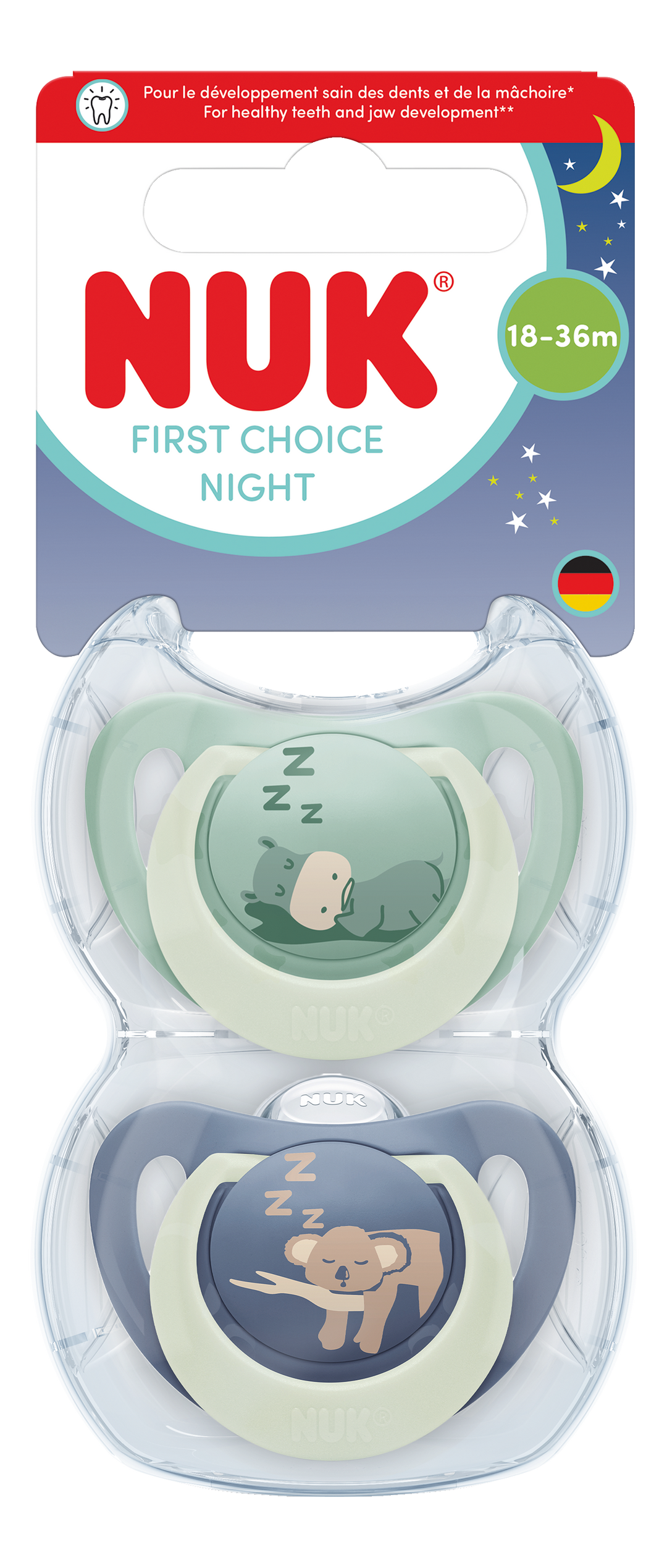 NUK First Choice Night Soothers 18-36mths 2pk