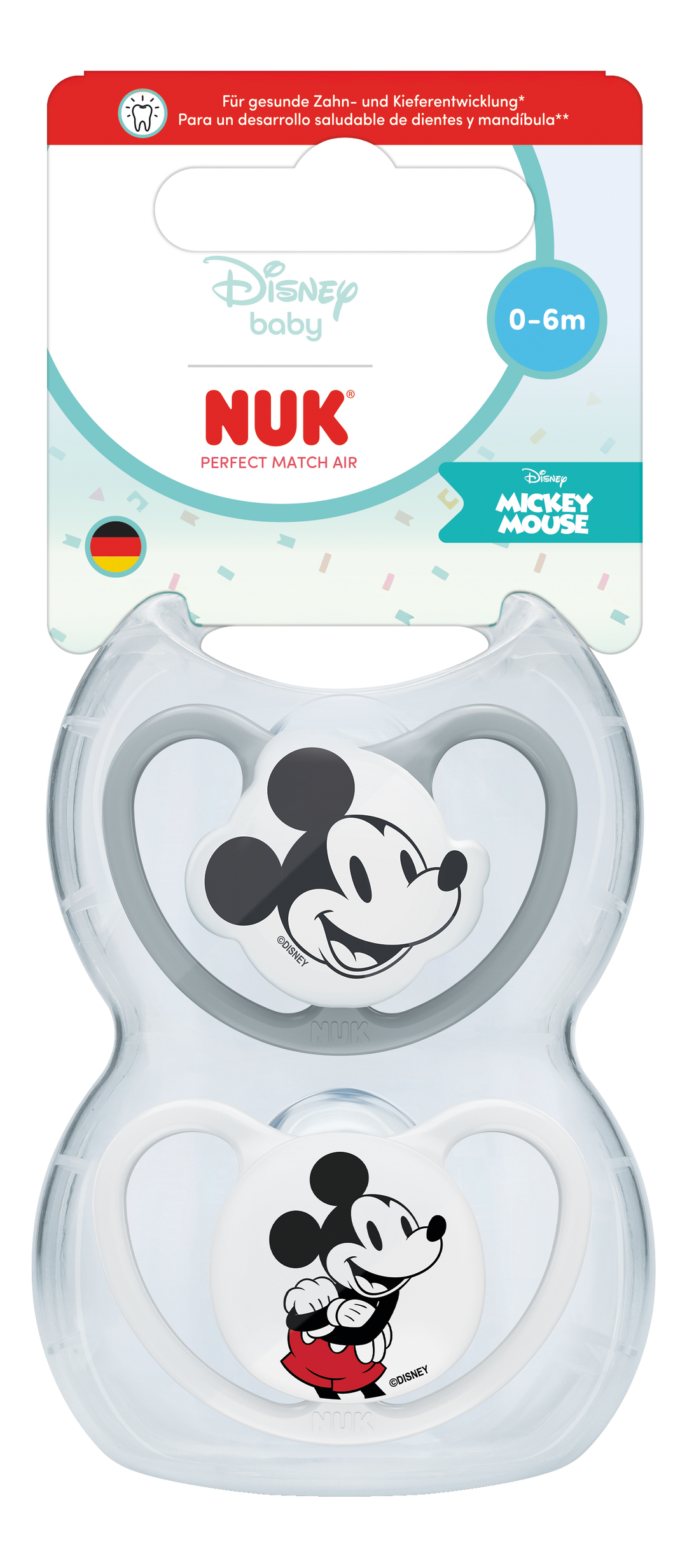 NUK Perfect Match Air Mickey Soothers 0-6mths 2pk