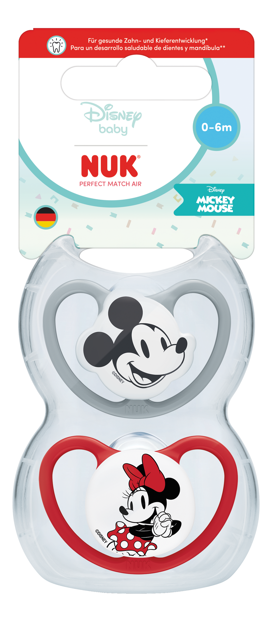 NUK Perfect Match Air Mickey Soothers 0-6mths 2pk