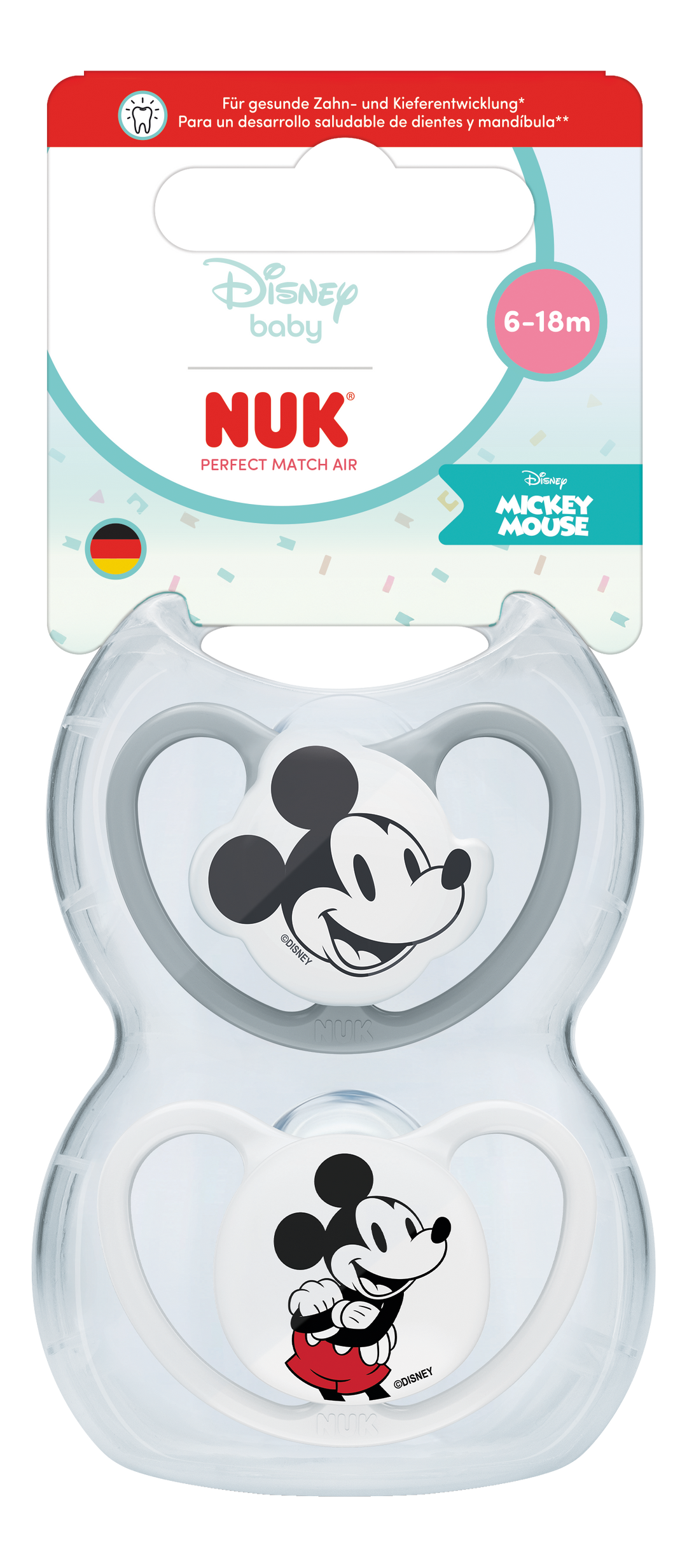 NUK Perfect Match Air Mickey Soothers 6-18mths 2pk