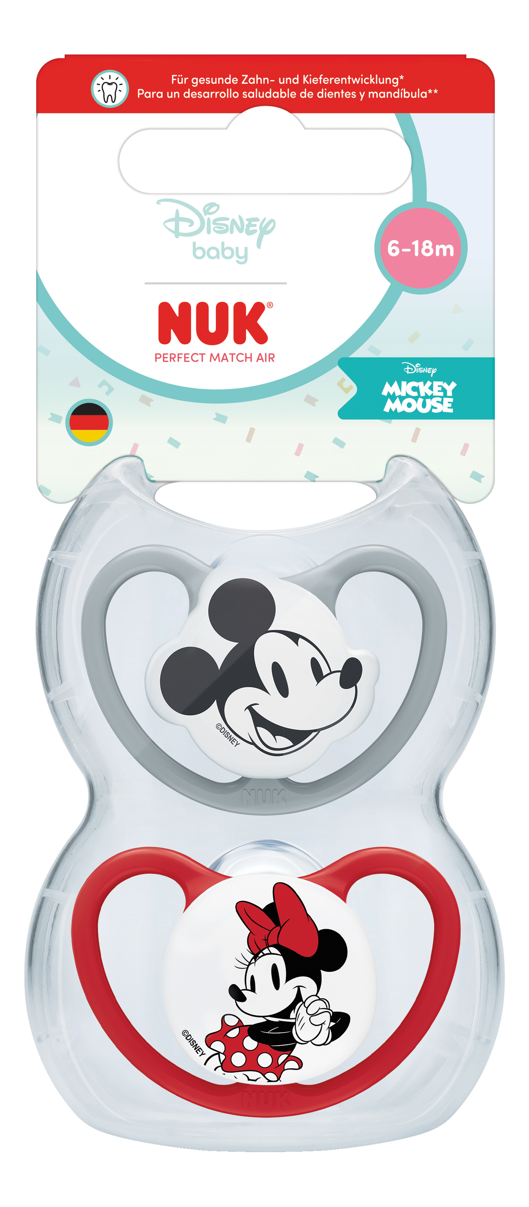 NUK Perfect Match Air Mickey Soothers 6-18mths 2pk