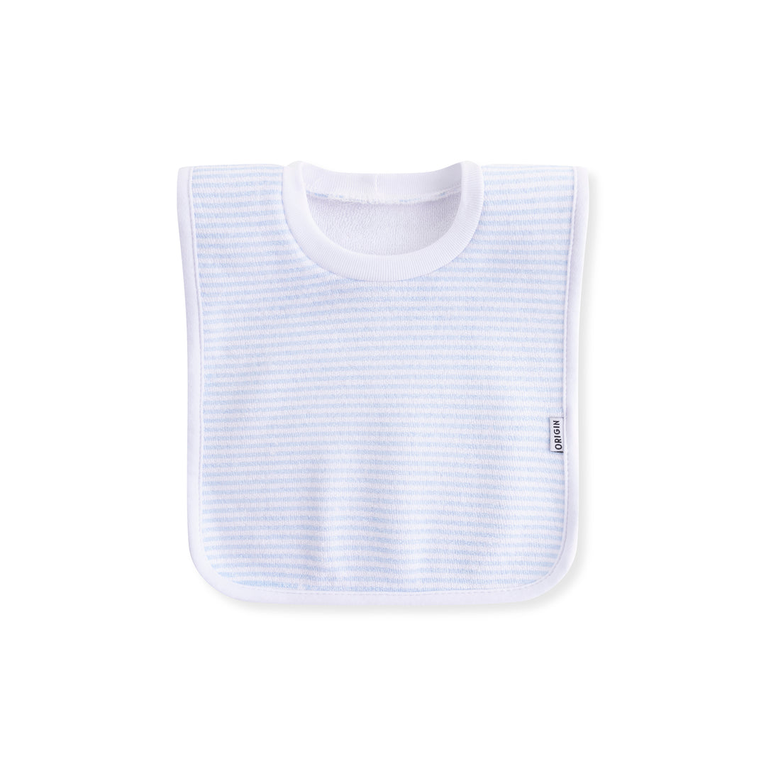 ORIGIN 100% cotton towel baby bib with blue and white stripes