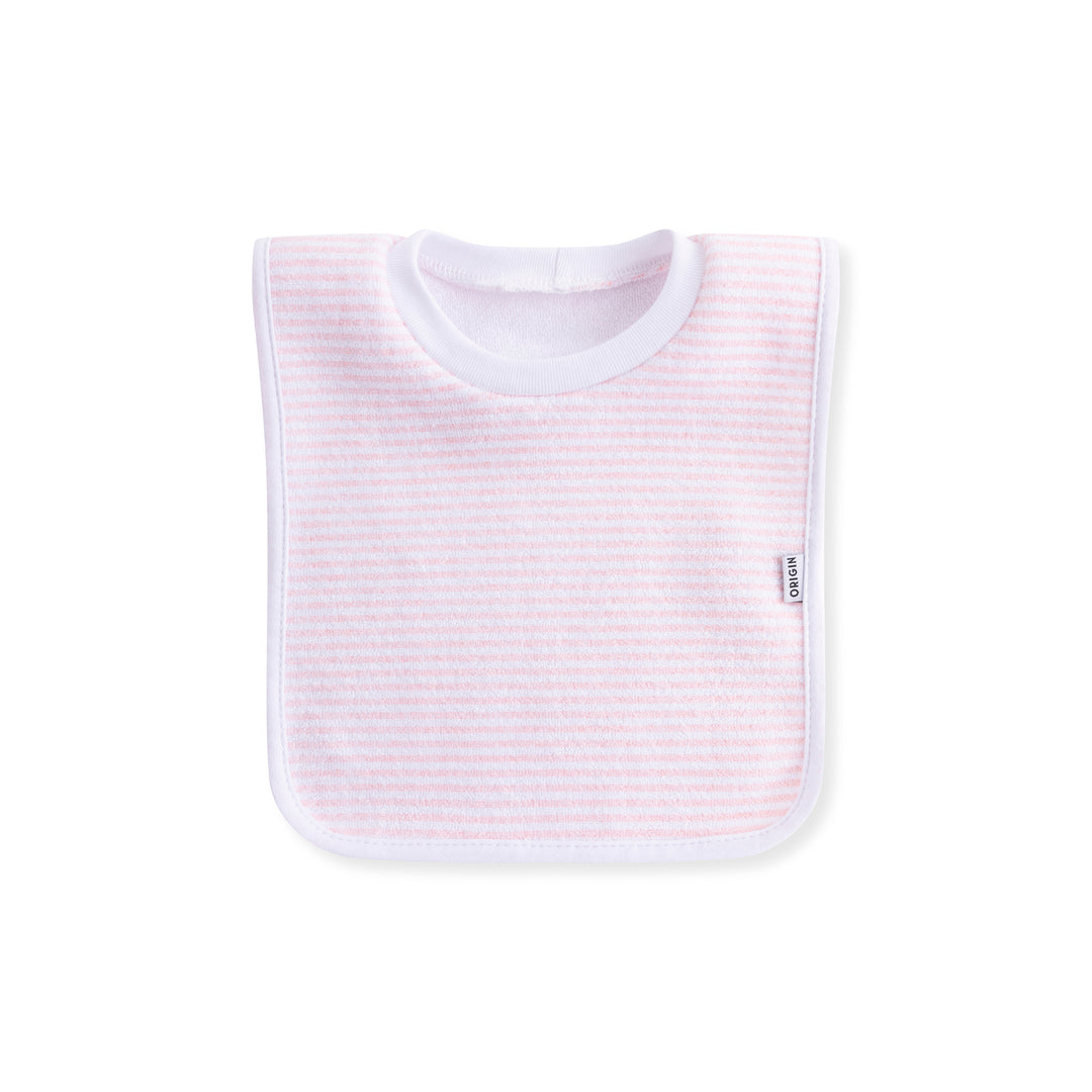 ORIGIN 100% cotton towel baby bib with pink and white stripes
