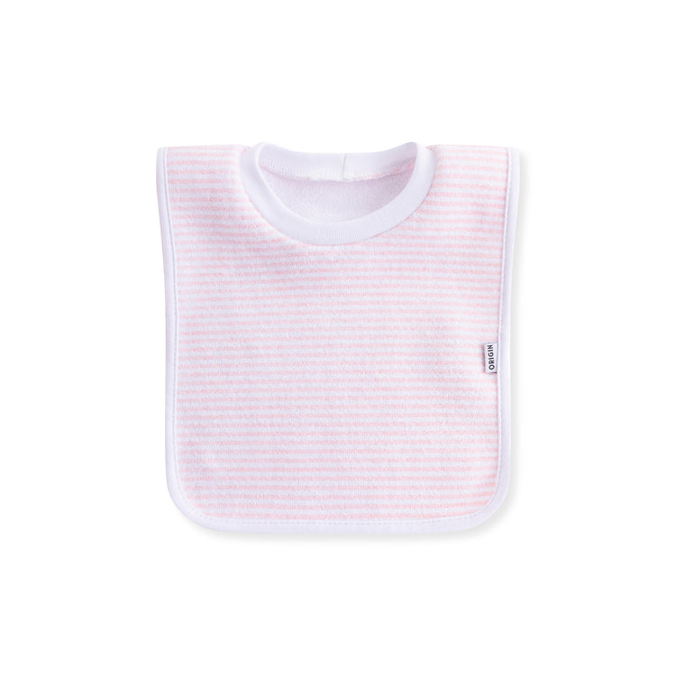 ORIGIN 100% cotton towel baby bib with pink and white stripes