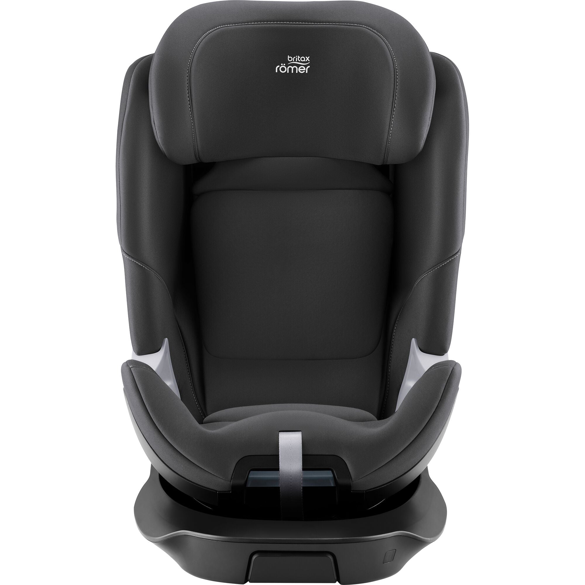 Britax Rider 2 front on hero image in midnight grey colour shown on a white background in booster mode