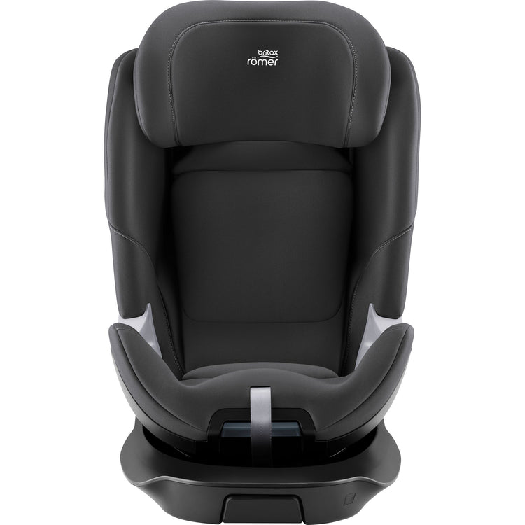 Britax Rider 2 front on hero image in midnight grey colour shown on a white background in booster mode