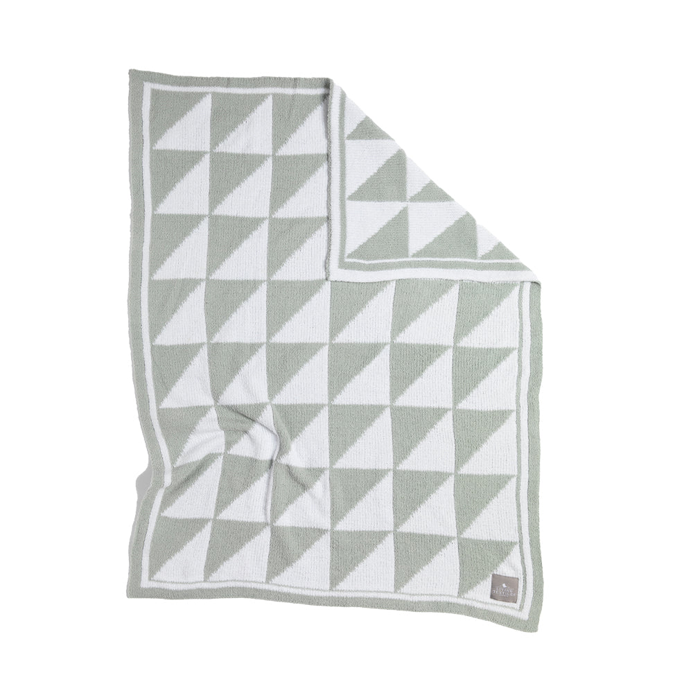 Living Textiles Sage Triangle - Chenille Blanket from Living Textiles NZ stock babycity