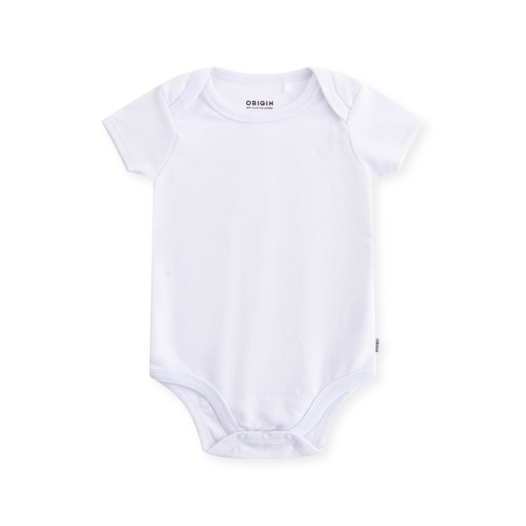 ORIGIN short sleeved baby bodysuit 3 pack in white with dome closure