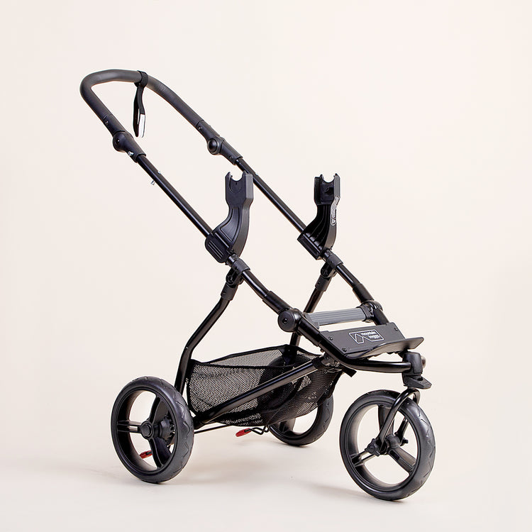 Mountain Buggy car seat adaptor for Mountian Buggy swift shown setup on frame of swift buggy