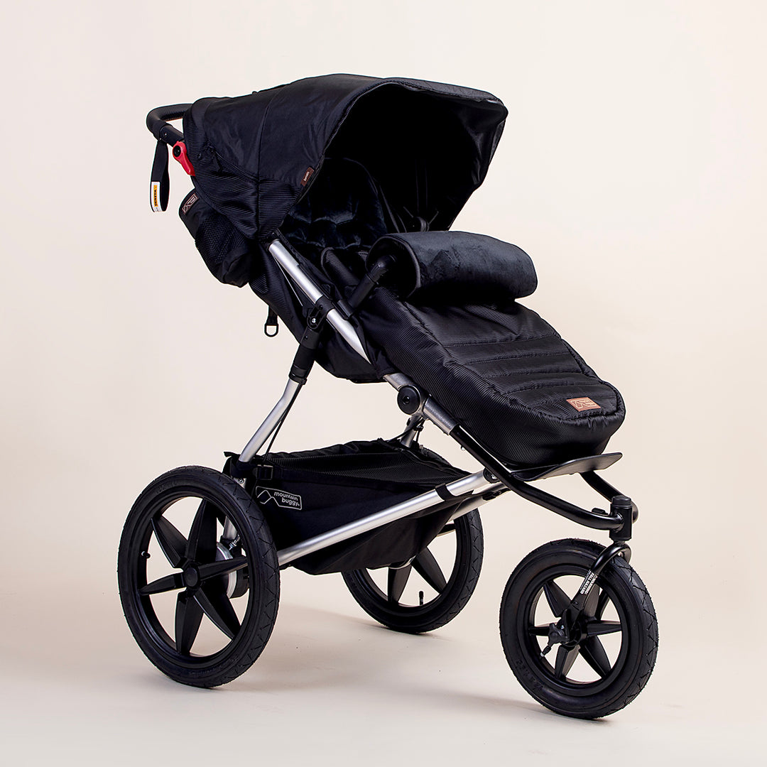 Full shot of Mountain Buggy terrain footmuff in colour Onyx