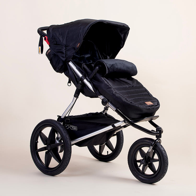 Full shot of Mountain Buggy terrain footmuff in colour Onyx