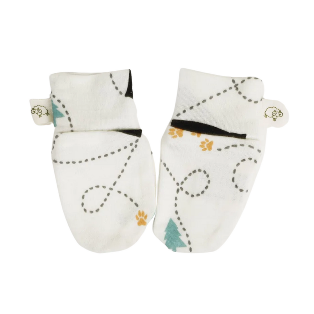 Mokopuna Merino Scratch Mitts Newborn Wandering Paws from Mokopuna NZ stock babycity