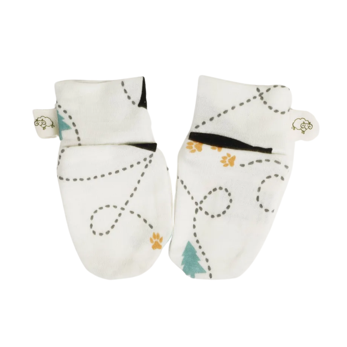 Mokopuna Merino Scratch Mitts Newborn Wandering Paws from Mokopuna NZ stock babycity