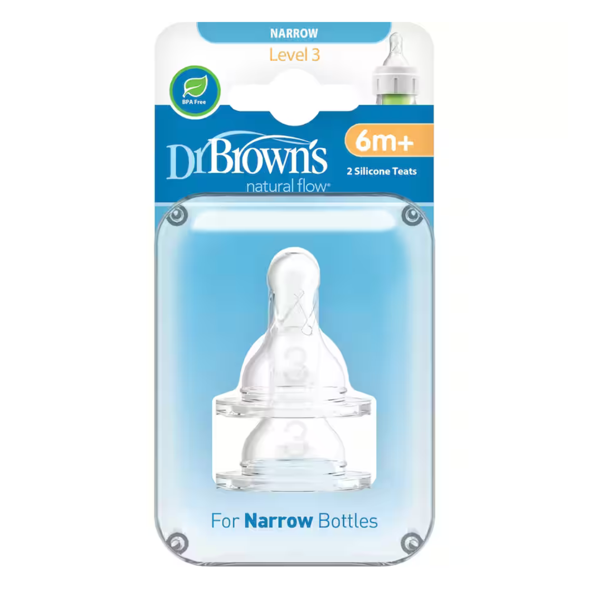 Dr Browns Narrow Neck Teat Level 3 - 2 Pack from Dr Browns NZ stock babycity