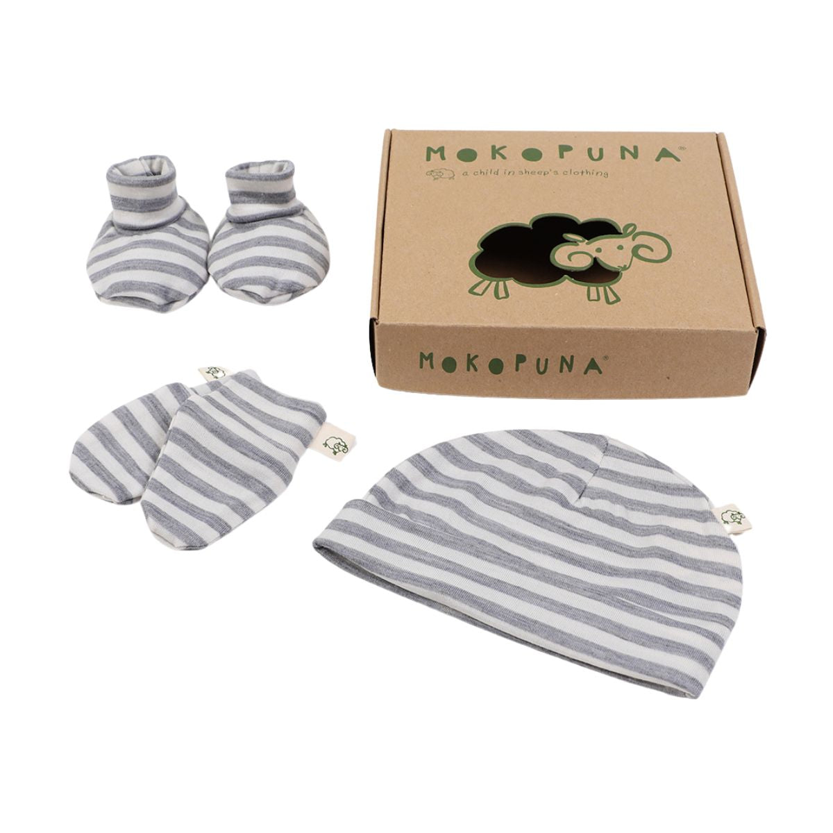 Mokopuna Merino Gift Set Newborn Cloudy Bay Stripe from Mokopuna NZ stock babycity