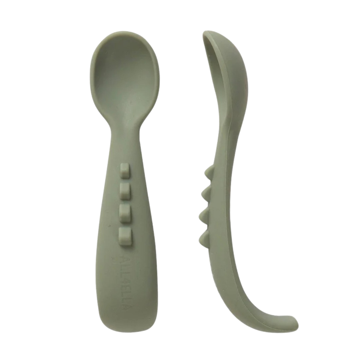 All4Ella Curved Silicone Spoon - 2 Pack Olive from All4Ella NZ stock babycity