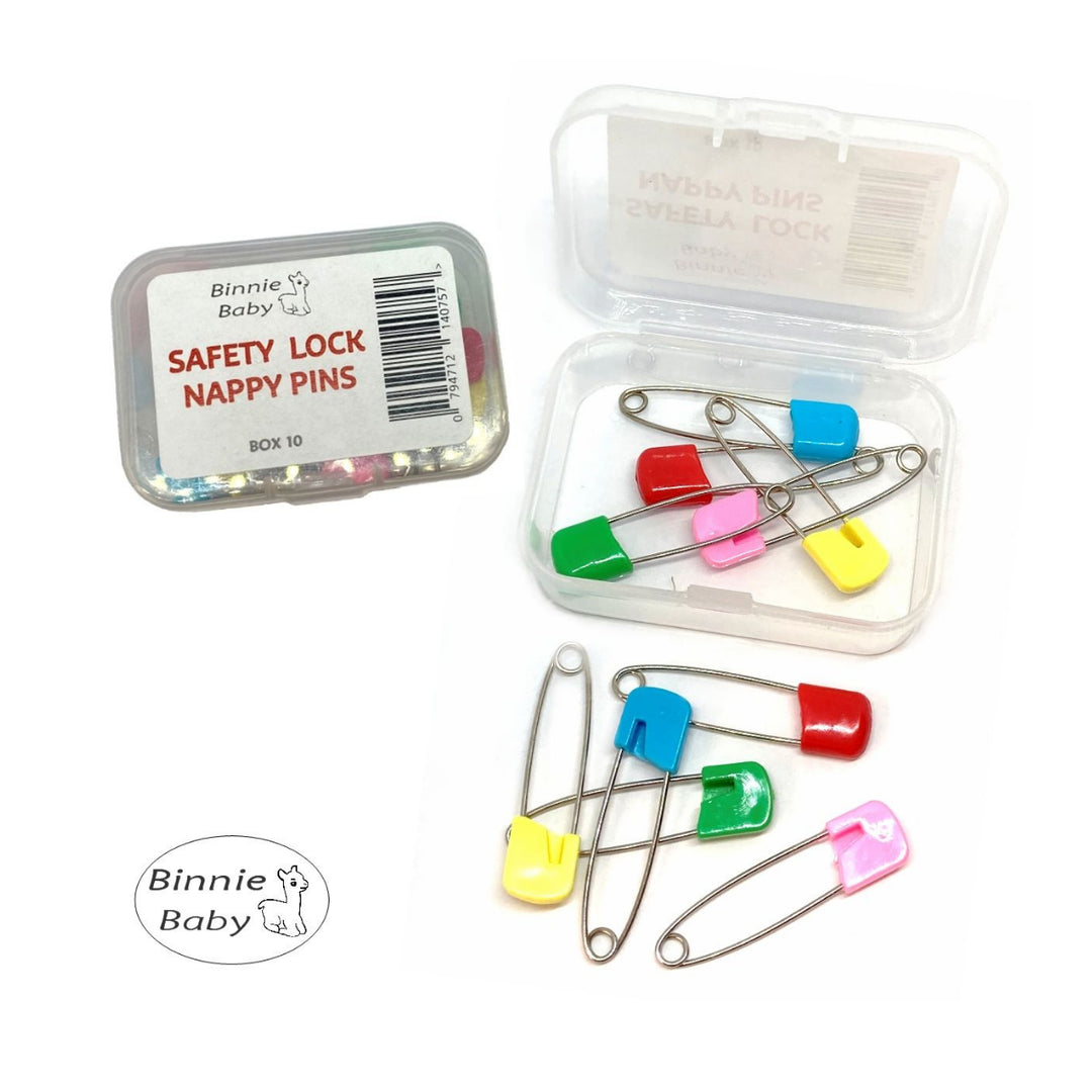 Binnie Baby Safety Lock Nappy Pins - 10 Pack