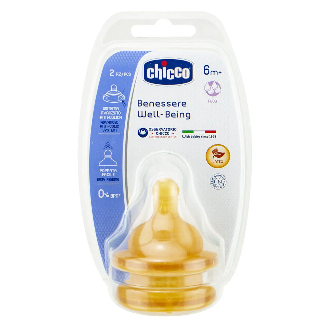 Chicco Well-Being Latex Teat Variable Flow - 2 Pack