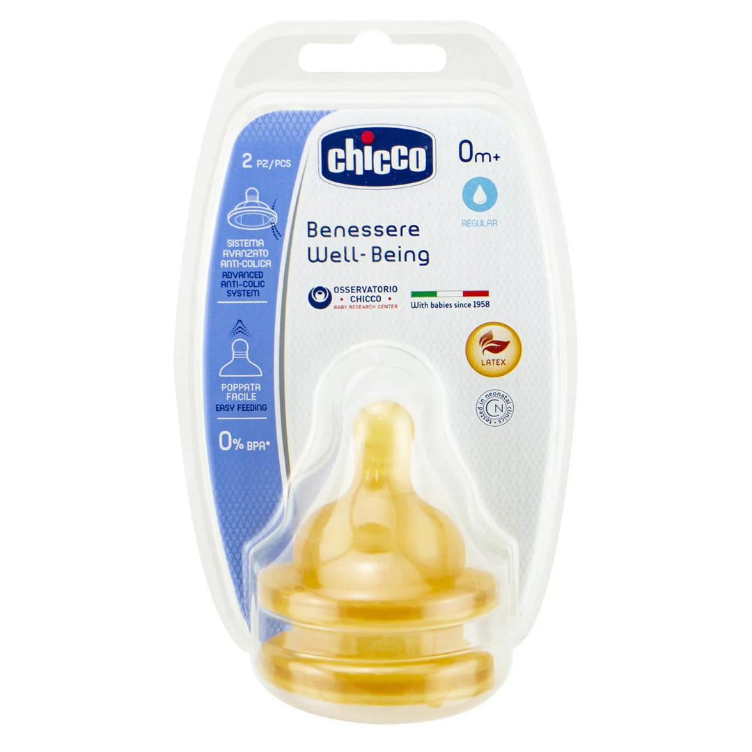 Chicco Well-Being Latex Teat 0m+ - 2 Pack