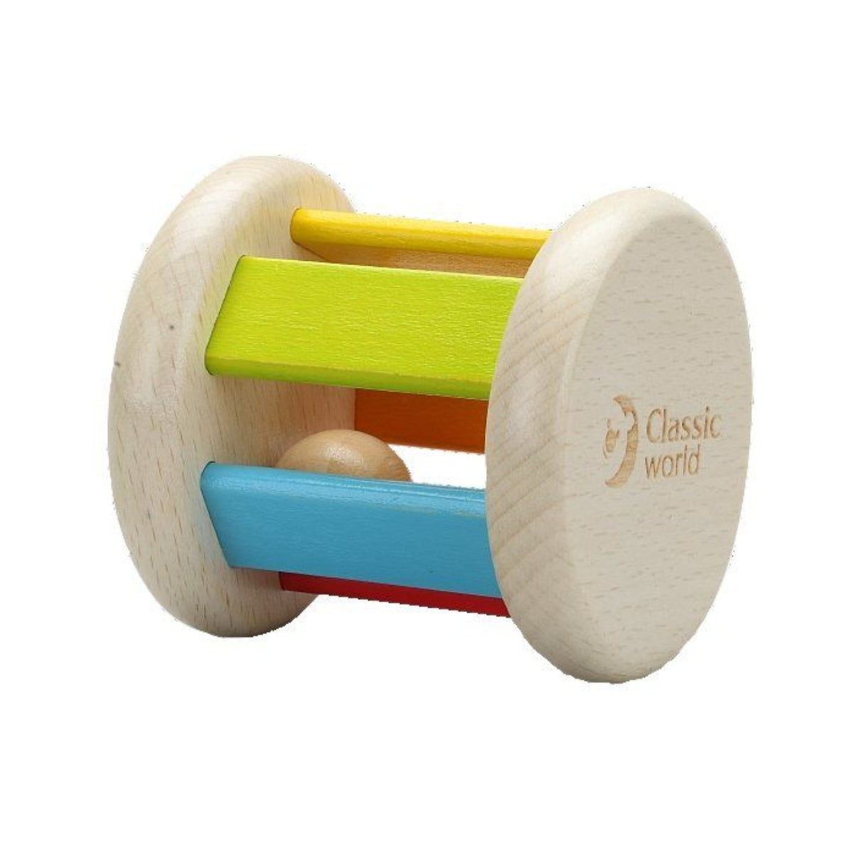 Classic World Wooden Roller Rattle Multi from Classic World NZ stock babycity