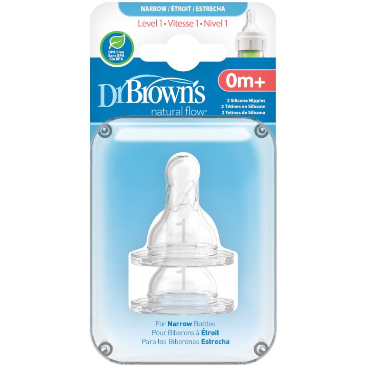 Dr Browns Narrow Neck Teat Level 1 - 2 Pack from Dr Browns NZ stock babycity