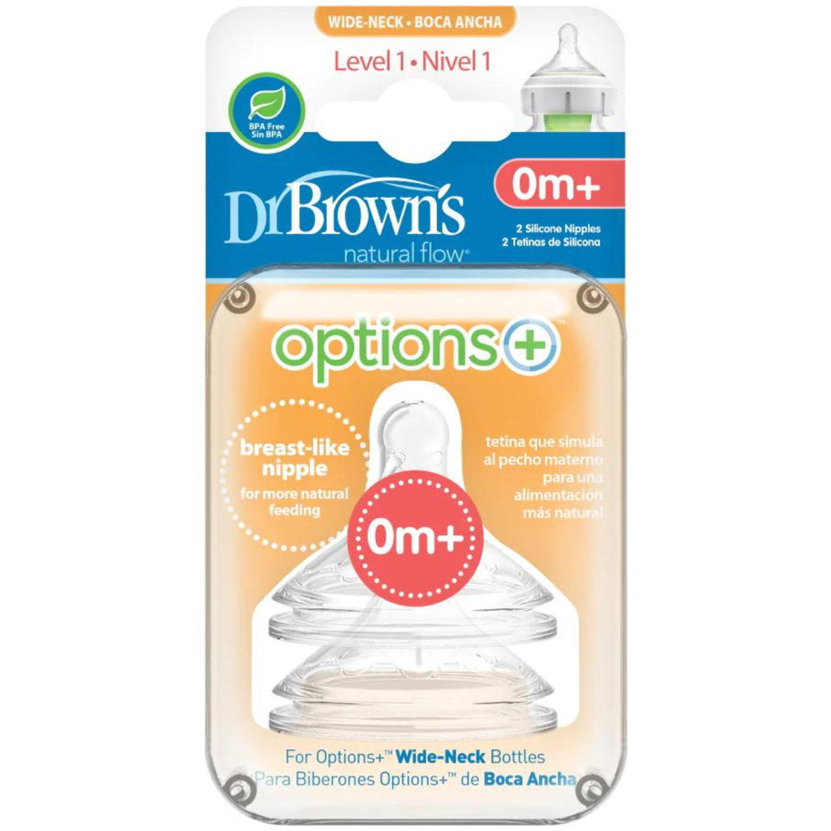 Dr Browns Options+ Wide Neck Teat Level 1 - 2 Pack from Dr Browns NZ stock babycity