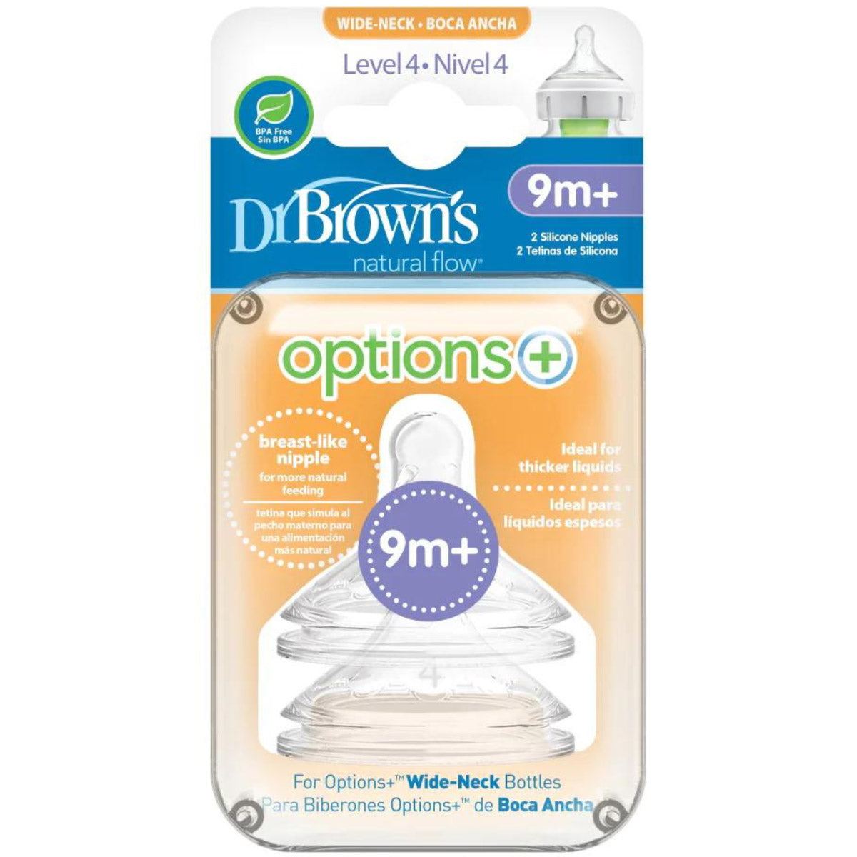 Dr Browns Options+ Wide Neck Teat Level 4 - 2 Pack from Dr Browns NZ stock babycity