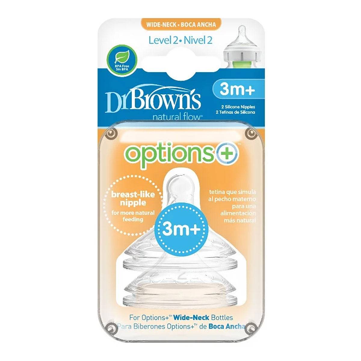 Dr Browns Wide Neck Teat 2 Level 2 - 2 Pack from Dr Browns NZ stock babycity