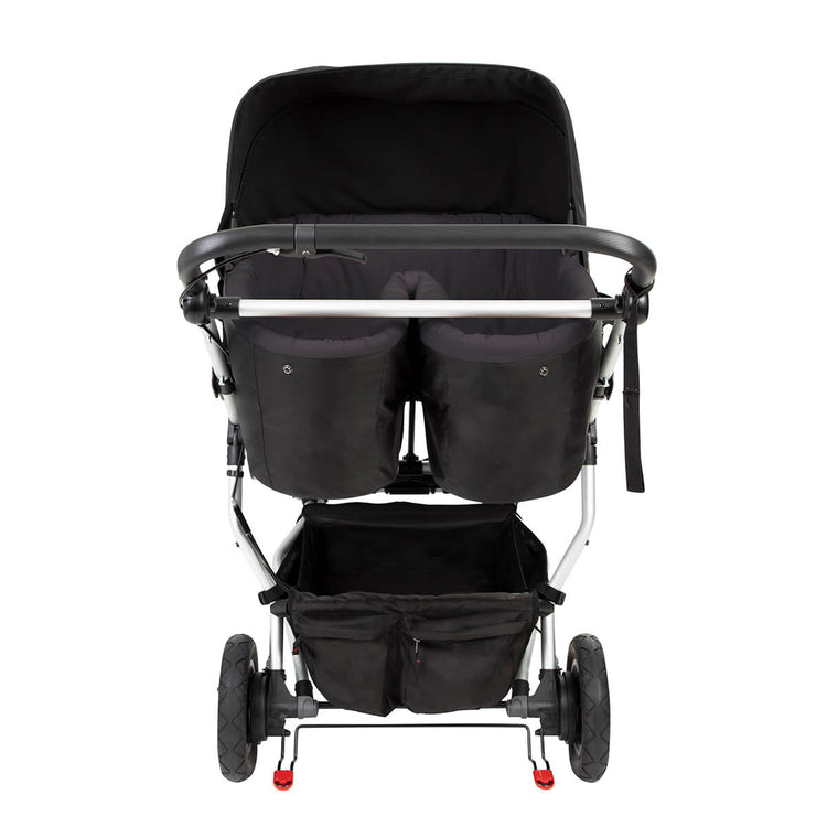Mountain Buggy carrycot plus for twins parent facing front view
