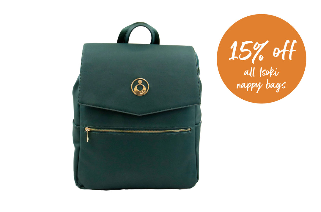 15% off all Isoki nappy bags