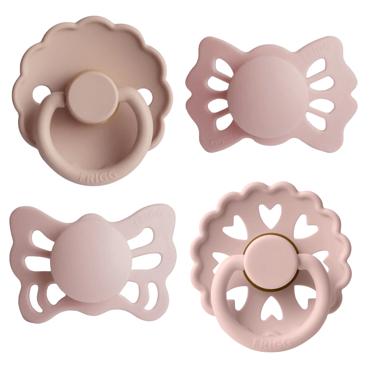 FRIGG Baby's First Pacifier - 4 Pack Floral Heart Blush from FRIGG NZ stock babycity