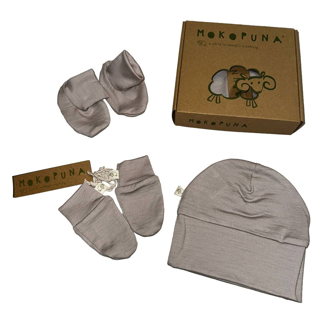 Mokopuna Merino Gift Set Newborn Stone from Mokopuna NZ stock babycity