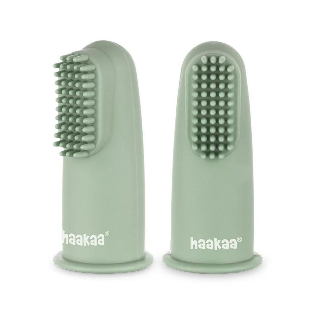 Haakaa Silicone Finger Toothbrush - 2 Pack Pea Green from Haakaa NZ stock babycity