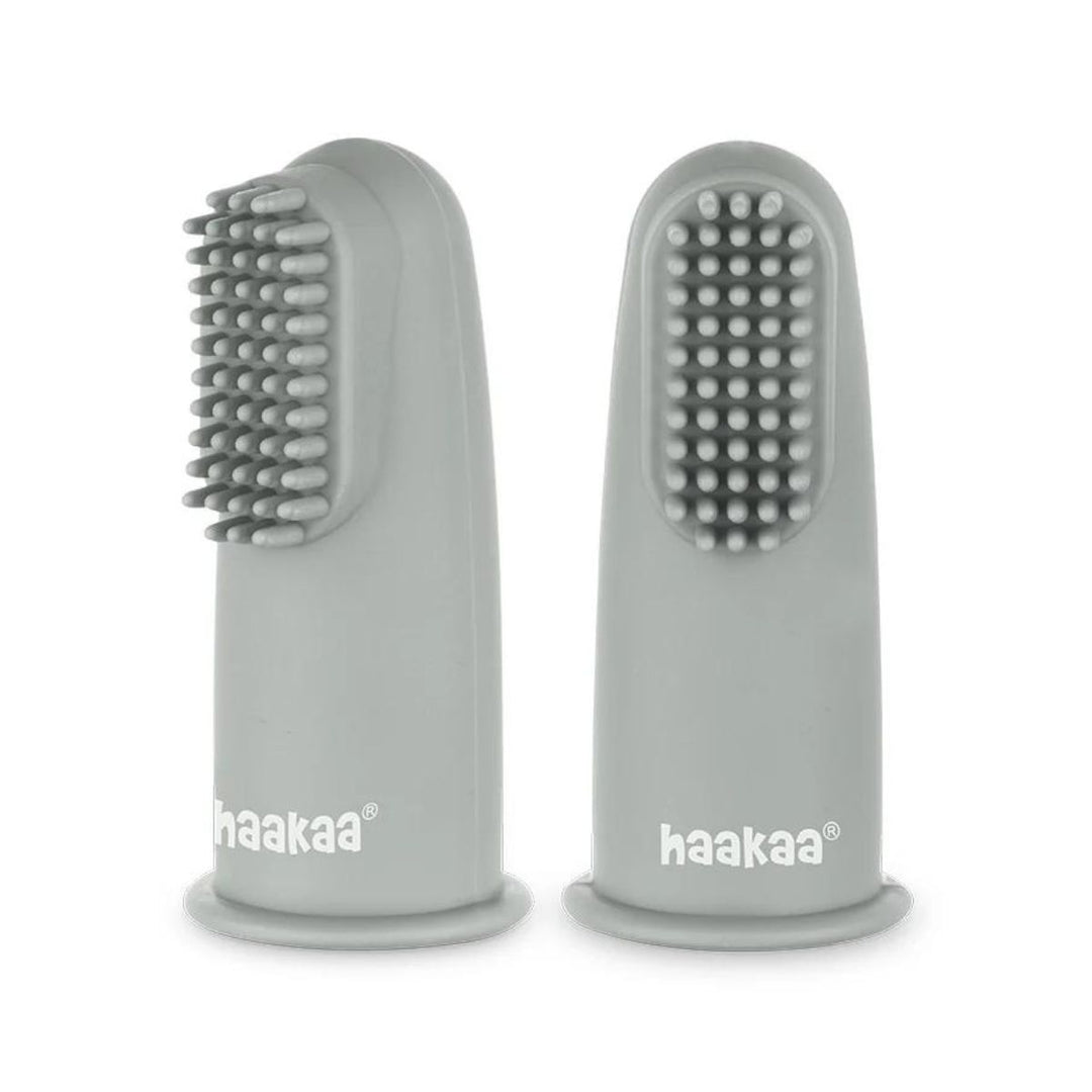 Haakaa Silicone Finger Toothbrush - 2 Pack Slate Grey from Haakaa NZ stock babycity