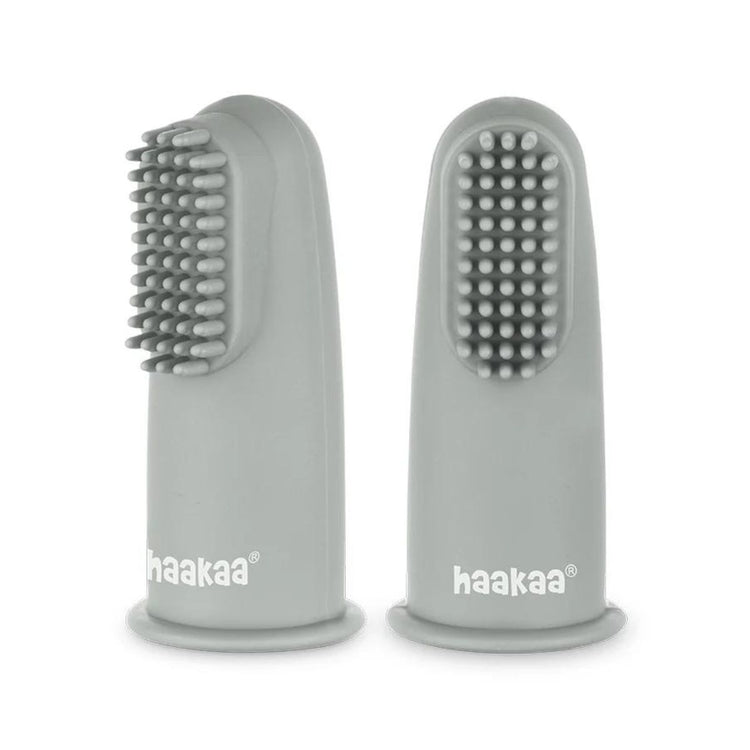 Haakaa Silicone Finger Toothbrush - 2 Pack Slate Grey from Haakaa NZ stock babycity