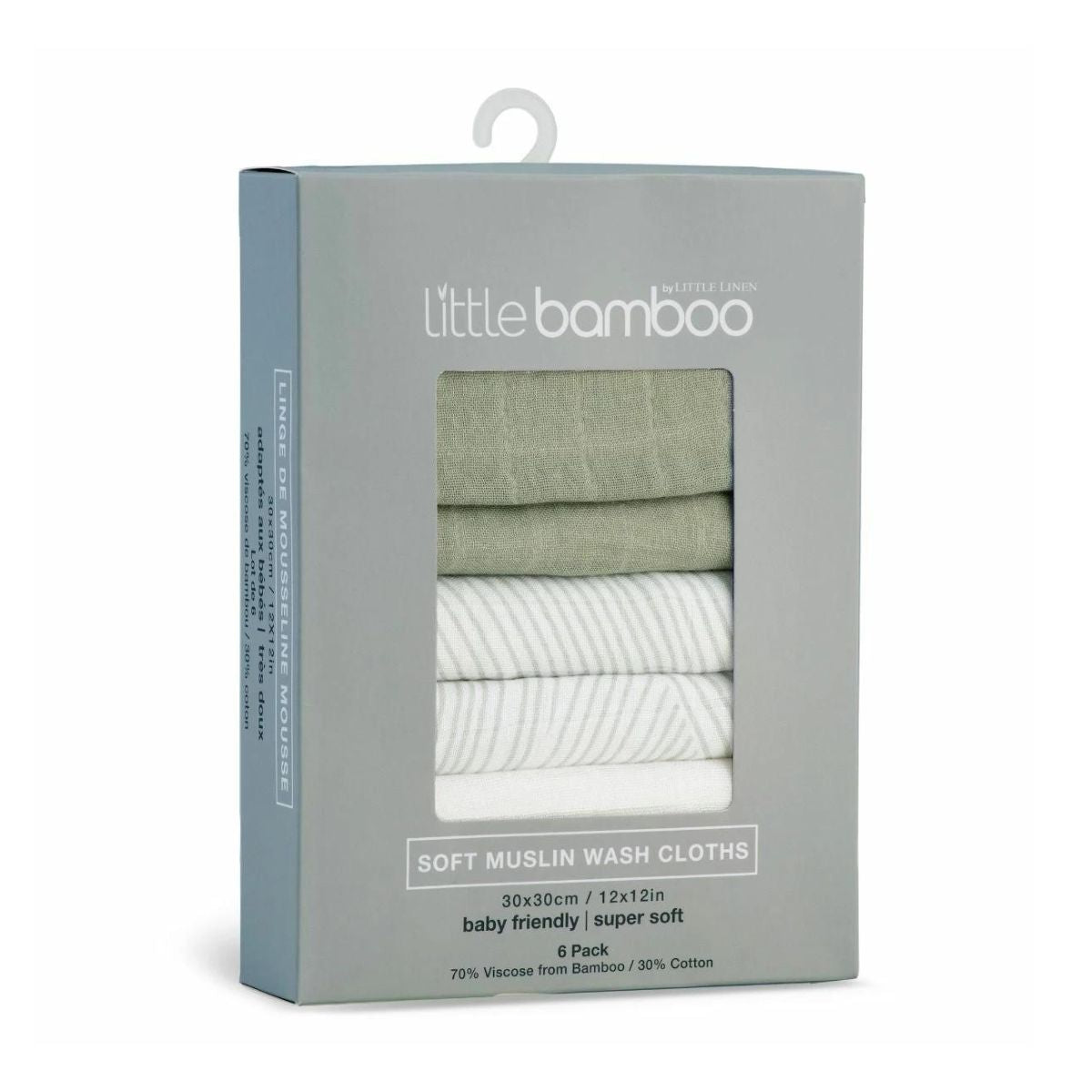 Little Bamboo Muslin Washer 6 Pack Bayleaf from Little Bamboo NZ stock babycity