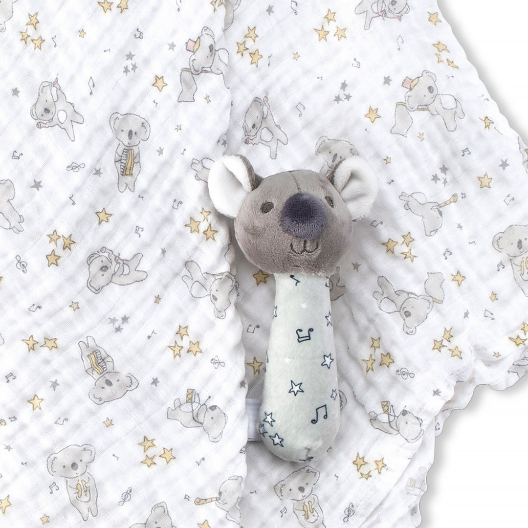Little Linen Muslin Wrap & Crinkle Toy Cheeky Koala