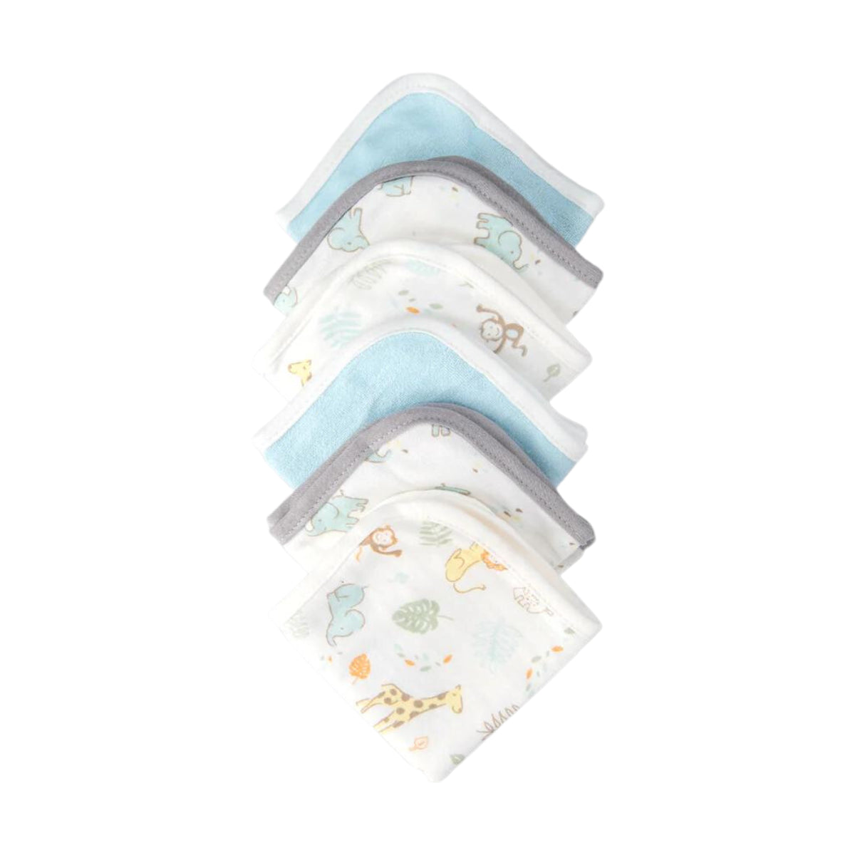 Little Linen Towelling Washcloth 6 Pack Safari Bear from Little Linen NZ stock babycity