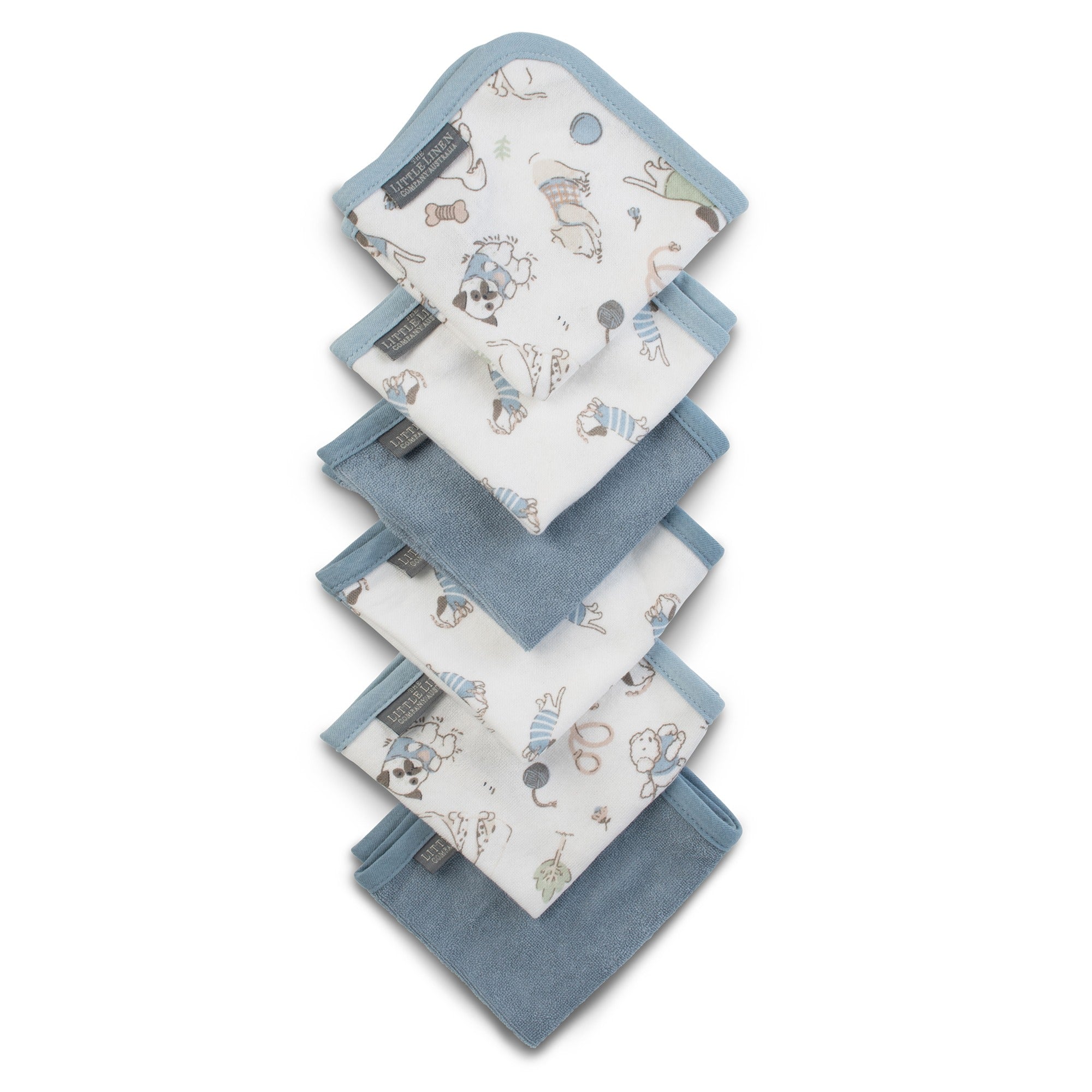 Little Linen Towelling Washer 6pk Barklife Dog from Little Linen NZ stock babycity