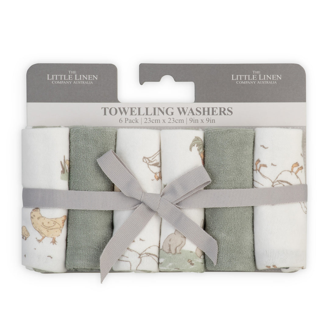 Little Linen Towelling Washer 6 Pack