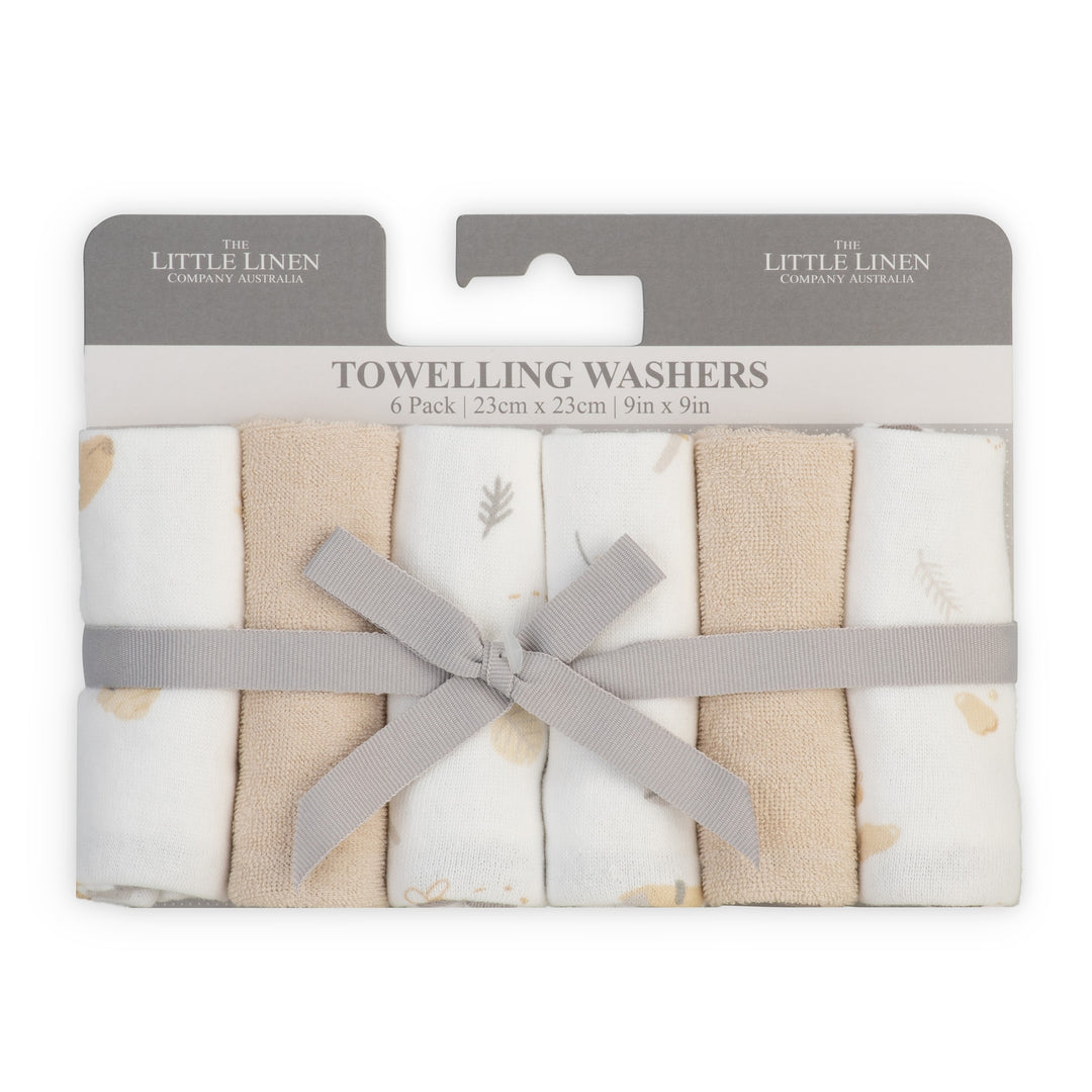 Little Linen Towelling Washer 6 Pack