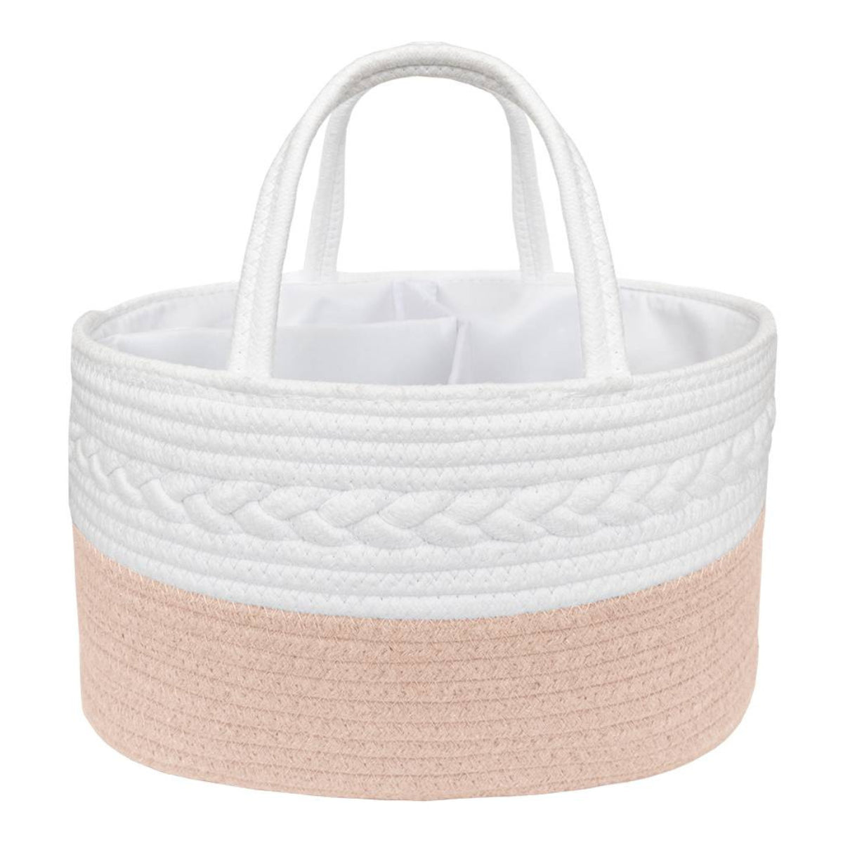 Living Textiles Cotton Rope Nappy Caddy Blush from Living Textiles NZ stock babycity