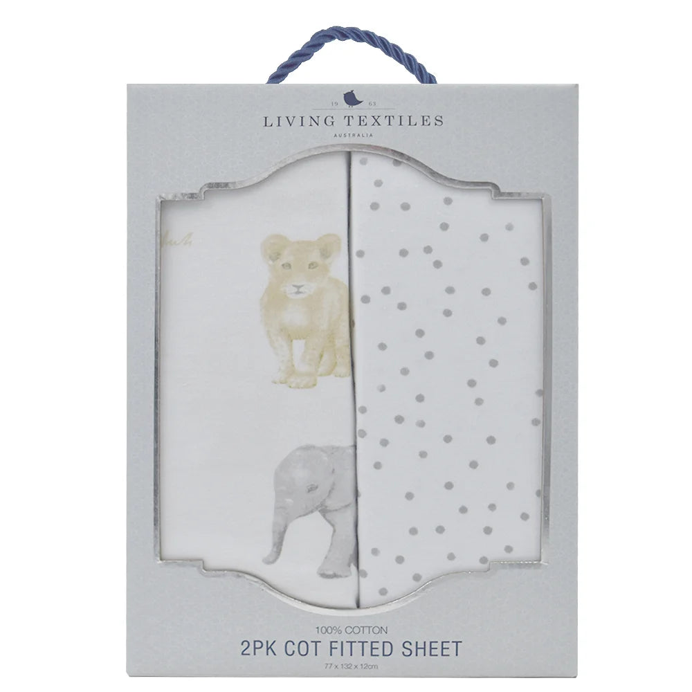 Living Textiles Cot Fitted Sheet Jersey - 2 Pack
