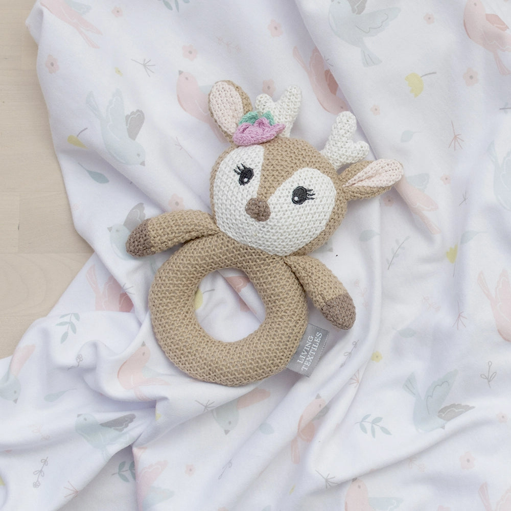 Living Textiles Swaddle And Rattle Ava The Fawn