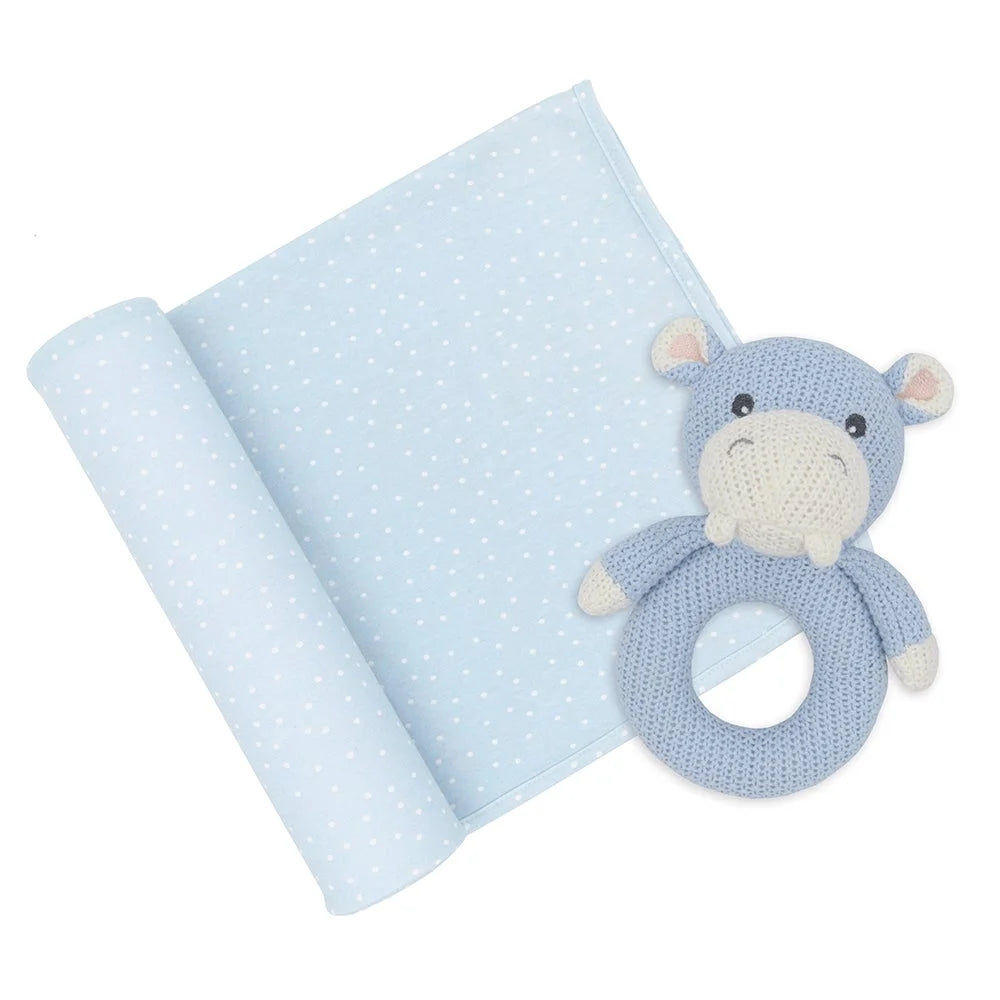 Living Textiles Swaddle And Rattle Henry The Hippo
