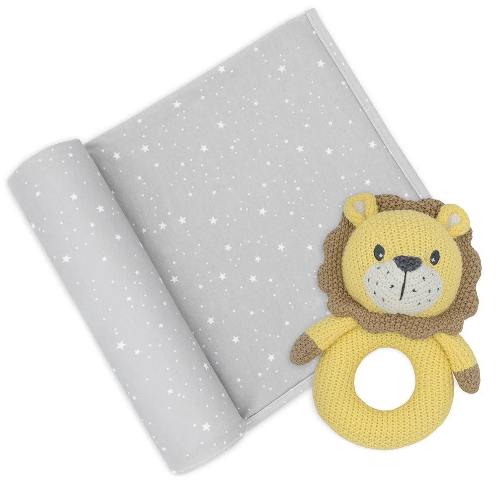 Living Textiles Swaddle And Rattle Leo The Lion