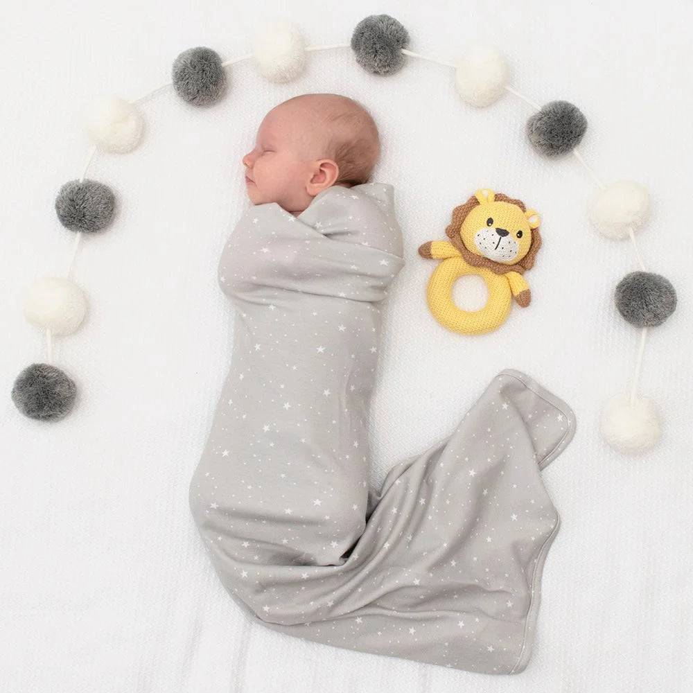 Living Textiles Swaddle And Rattle Leo The Lion
