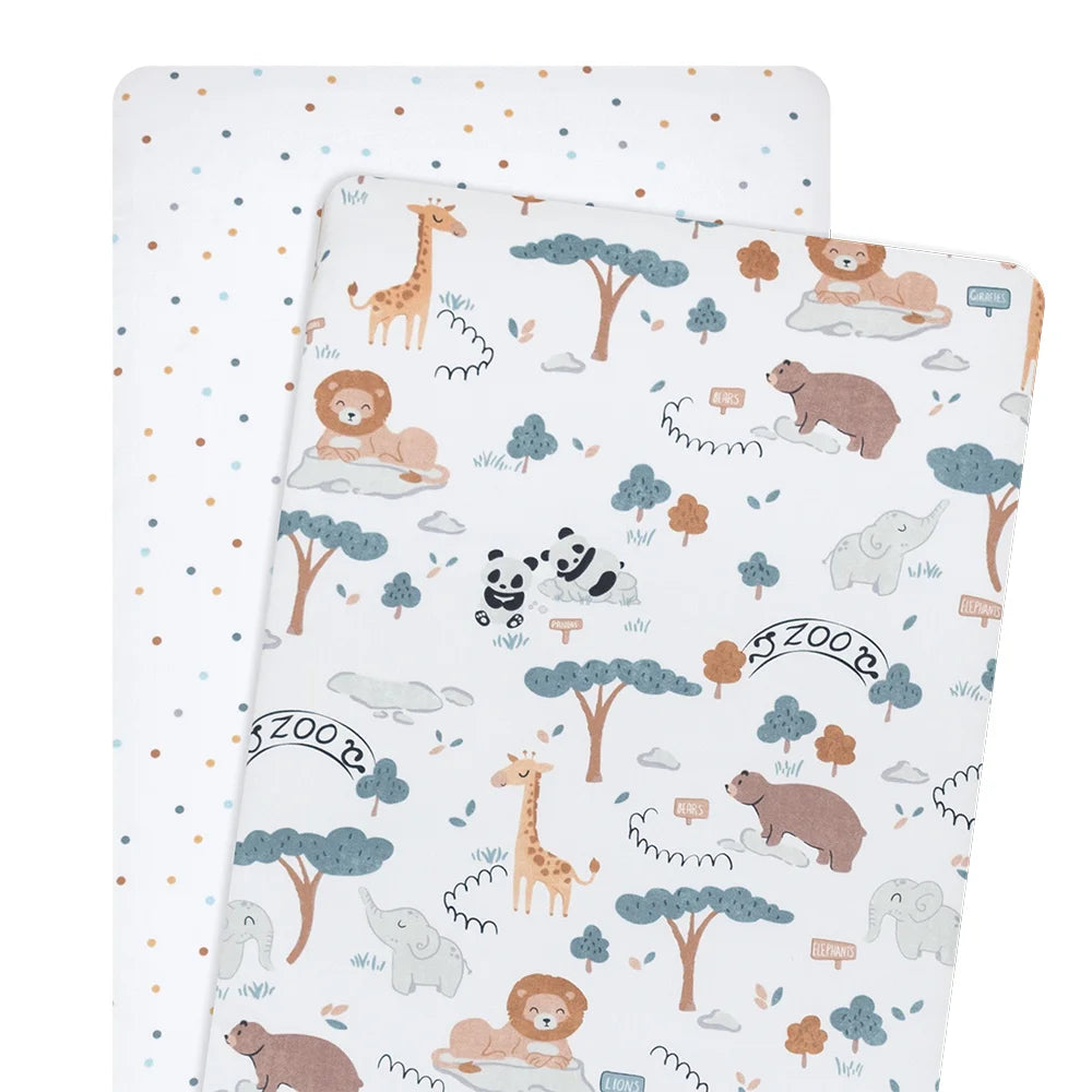 Lolli Living Day at the Zoo Bassinet Fitted Sheet - 2 Pack