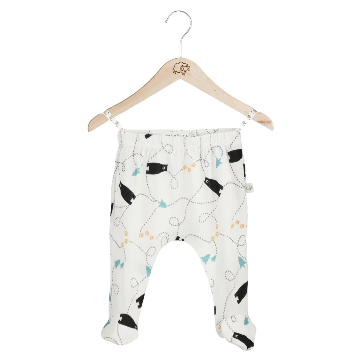 Mokopuna Merino Footed Pants Wandering Paws from Mokopuna NZ stock babycity