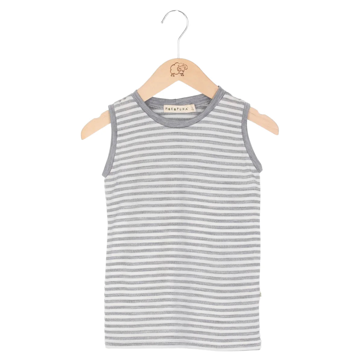 Mokopuna Merino Singlet Cloudy Bay Stripe from Mokopuna NZ stock babycity